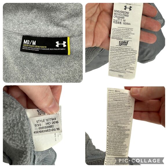 Under Armour Vest Women's MEDIUM ColdGear Gray Fleece Zip Pocket Loose Athletic - Picture 13 of 13